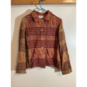 Coldwater Creek Women’s Wool Blazer Sz M Orange Fashion Button Front Designer